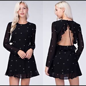 Embroidered open-back dress